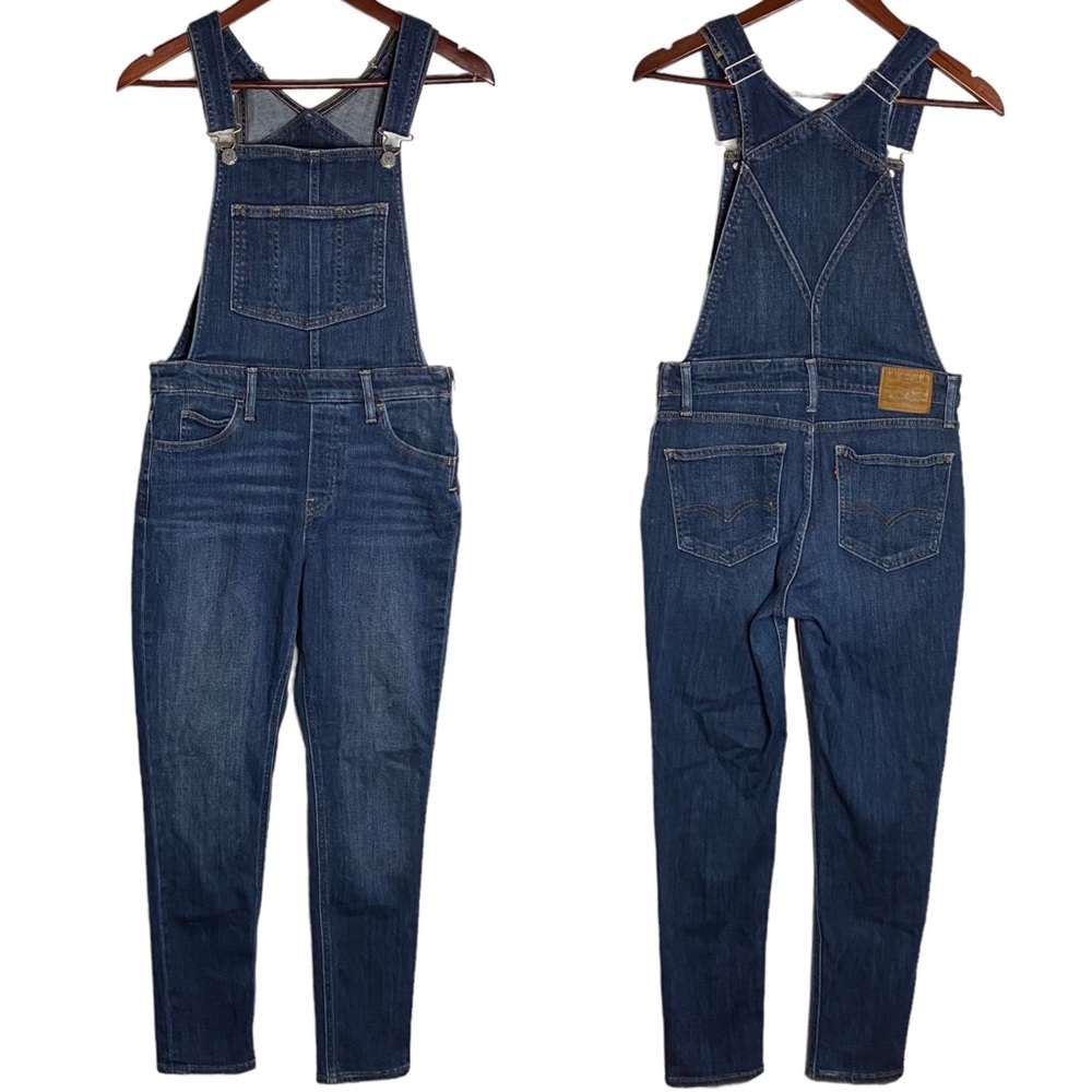 Levi's Denim Jean Overalls Red Tab Big E Dark Blue Adjustable Straps 29
